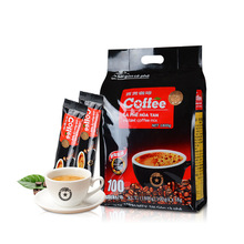 越南西貢炭燒3合1原味速溶黑咖啡粉原裝進口濃醇1800g 100袋批發