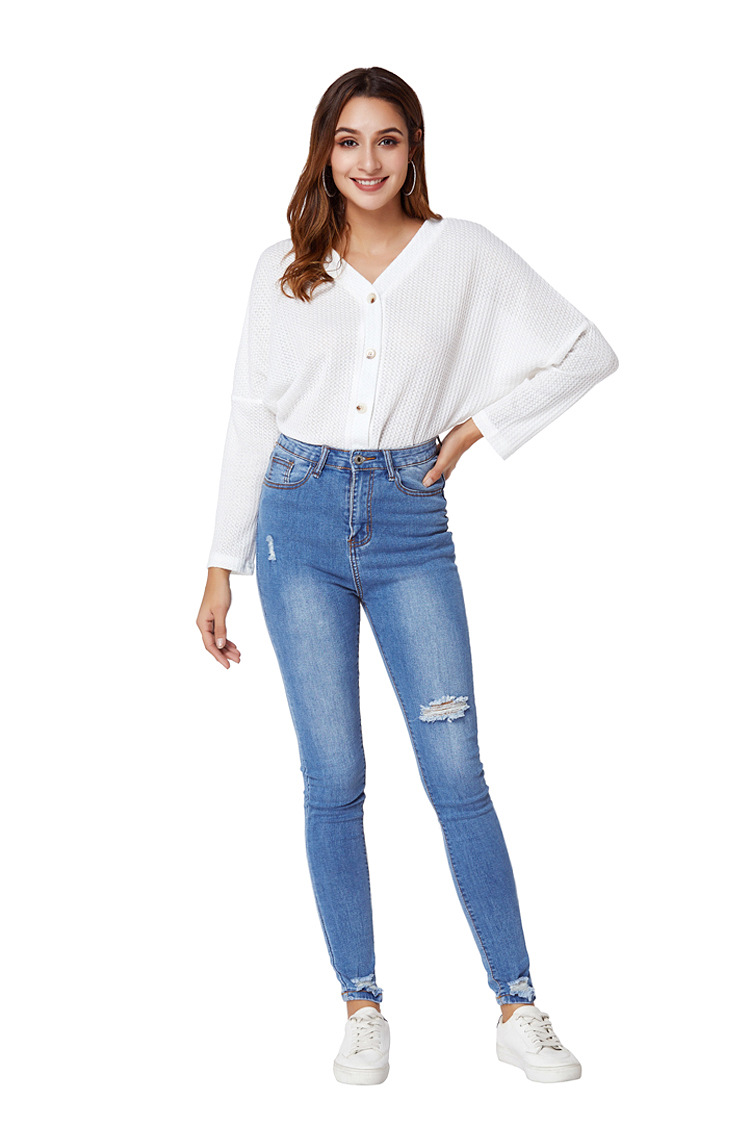 casual slim-fit ripped tight jeans   NSSY17688