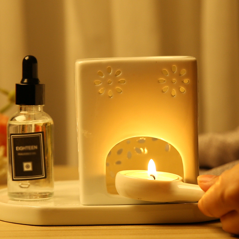 Yijian artesano vela aromaterapia estufa titular de la vela estufa de aromaterapia accesorios pequeños vela blanco y negro pequeño titular de cerámica