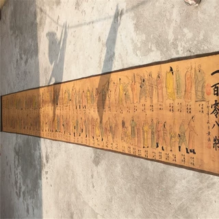 古玩字画仿古做旧工艺品长卷画一百零八将图长卷绢布画批发