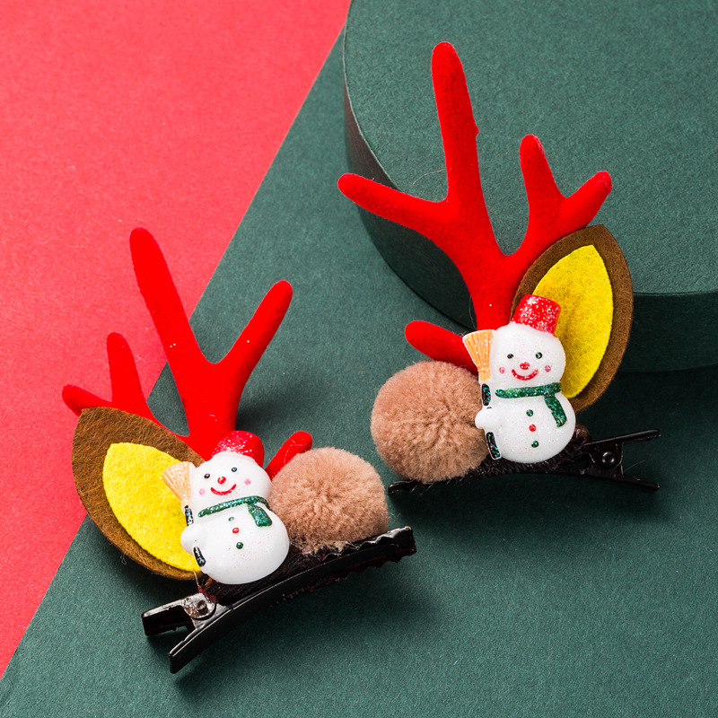 Christmas Series Cute Moose Horns Bells Flannel Two-piece Hairpin display picture 5