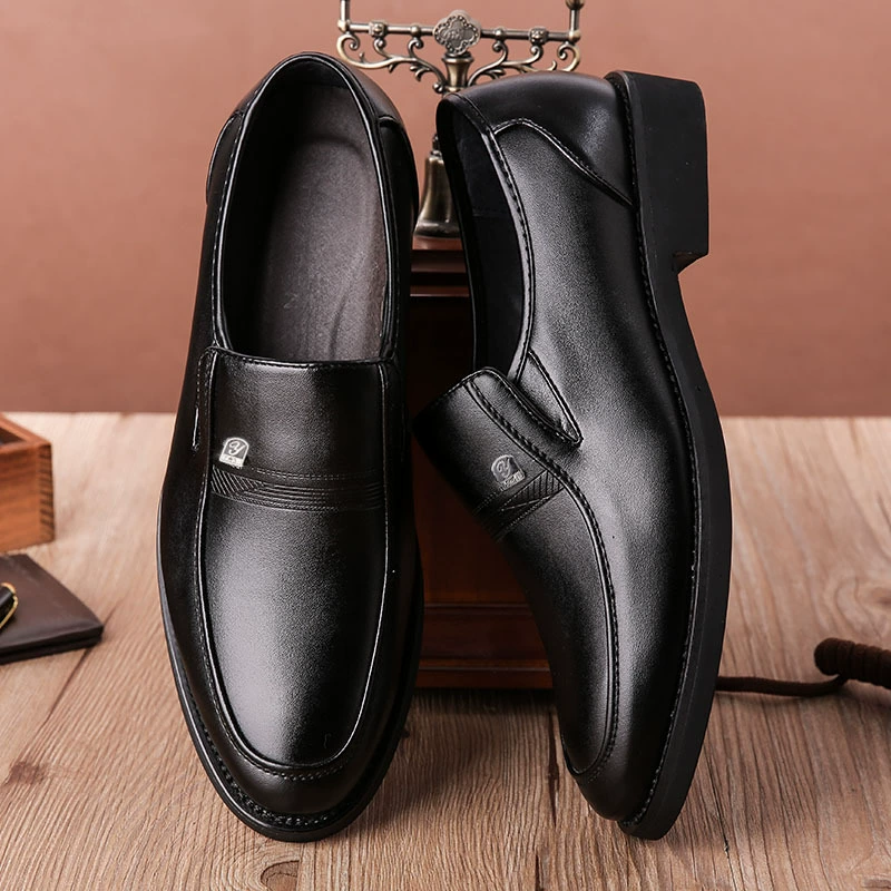 Мужская кожаная обувь, Мужская Черная мужская обувь среднего и пожилого возраста с круглым носком и ножками, Оптовая Экспорт, официальная повседневная обувь для Пап