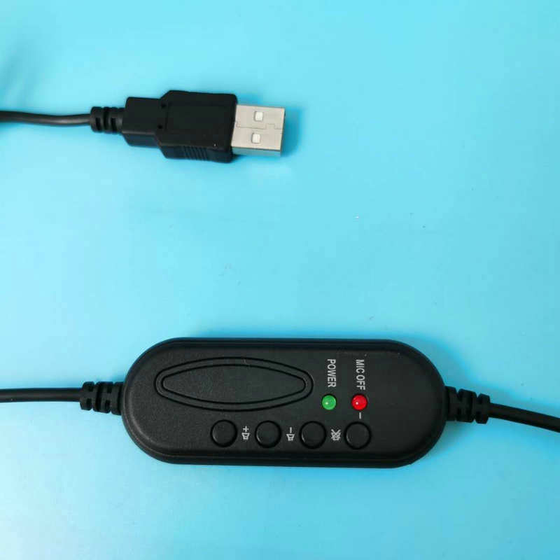 USB接口头戴式游戏耳机电脑有线耳机1.5m皮质线控带麦耳机批发