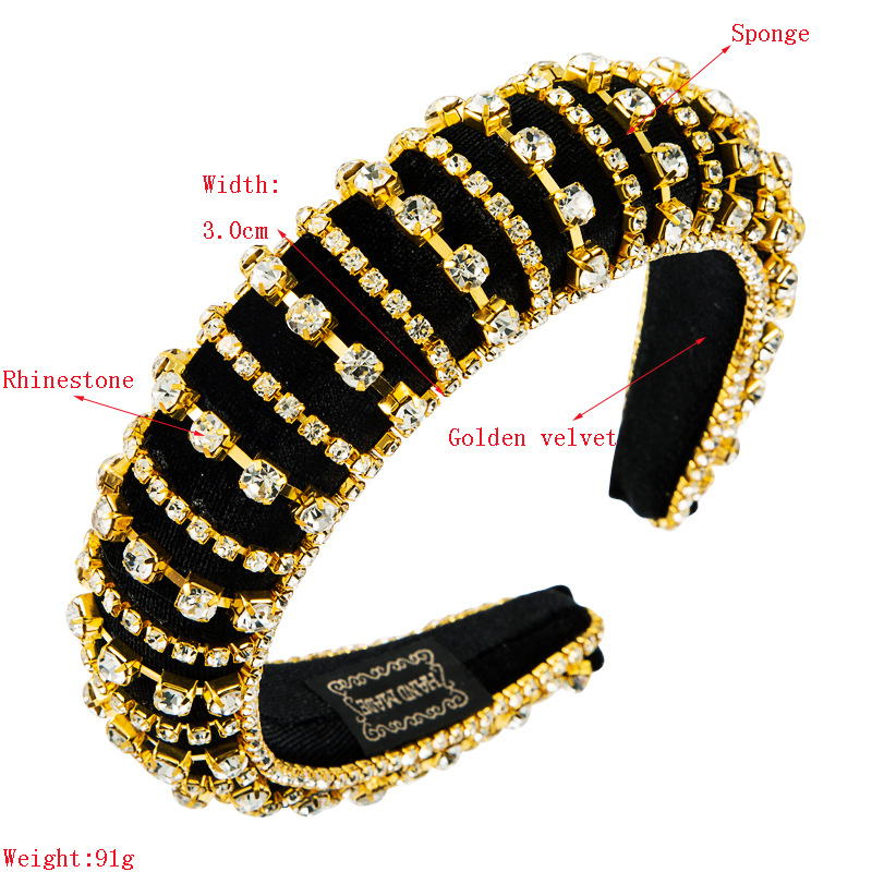 Full Diamond Thickened Non-slip Hairpin Sponge Rhinestone Women's Wide-sided Headband Wholesale Nihaojewelry display picture 1