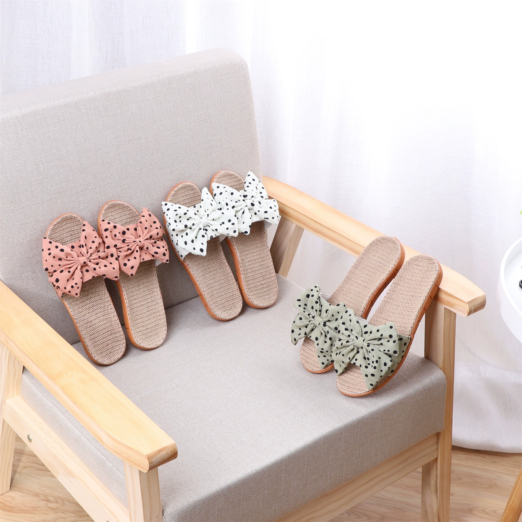 Льняные домашние тапочки Four Seasons, хлопчатобумажные и льняные парные Нескользящие домашние тапочки с мягким дном, производители оптом, ткань