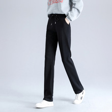卫裤女直筒高腰保暖长裤冬季宽松大码加绒运动休闲裤子加厚