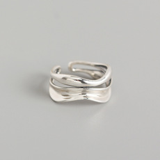 Fashion Geometric Silver Rings Inlay Gem 925 Silver Rings