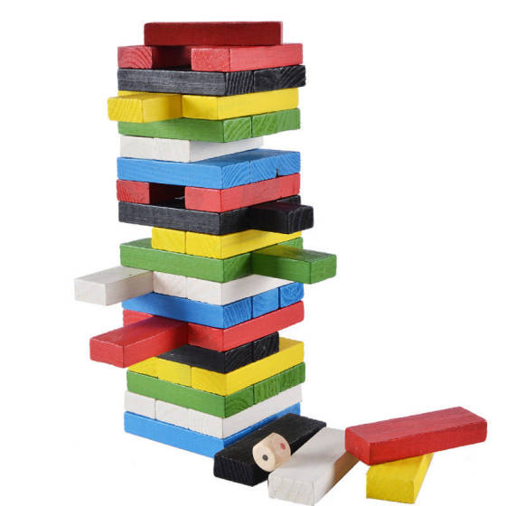 Pine stacked high building blocks 54 children's digital color stacked puzzle wooden early education toys manufacturers wholesale