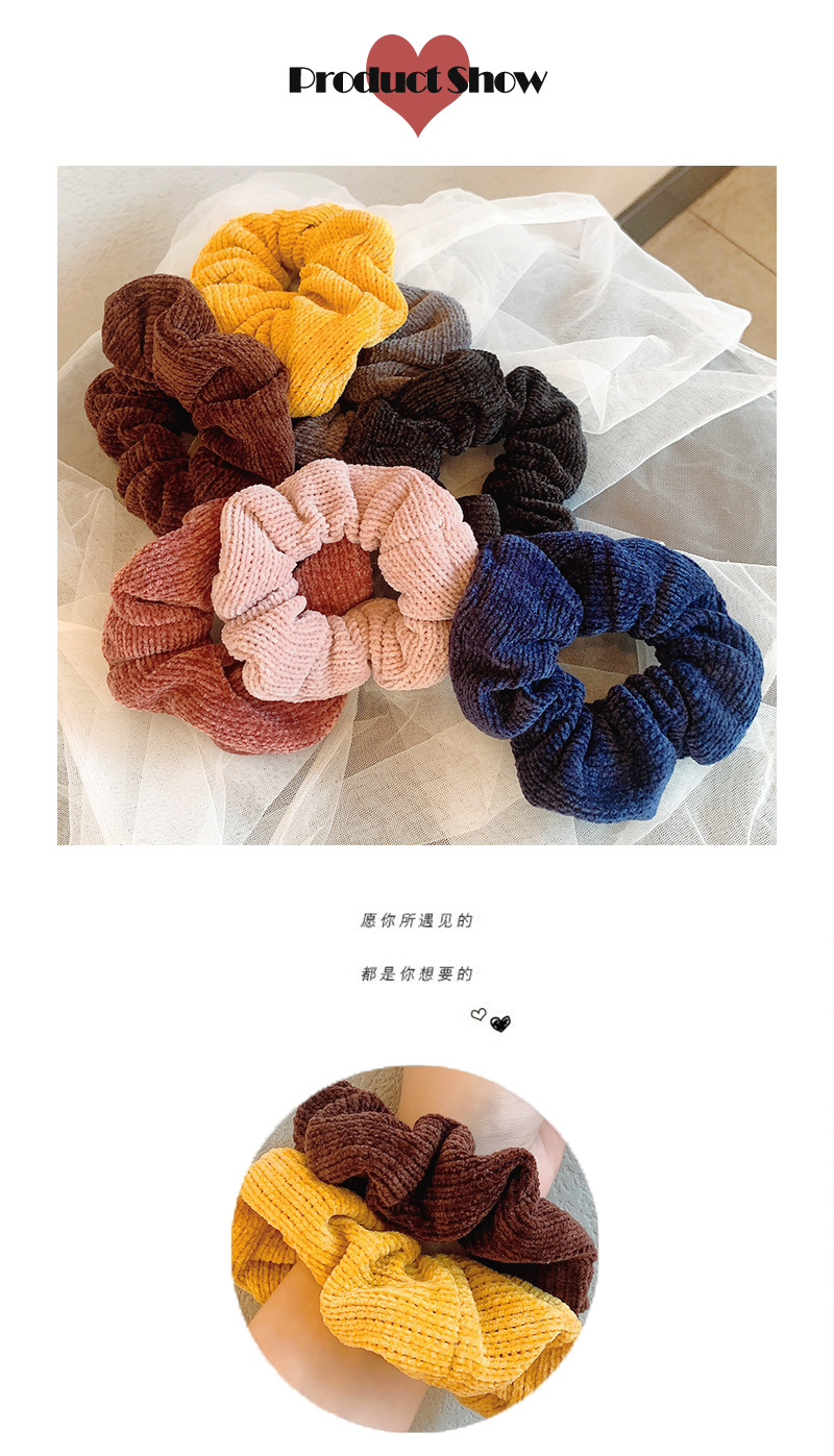 Korean  Knitted Fabric Pure Color New Elastic Hair Scrunchies  Wholesale display picture 2