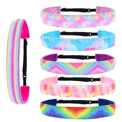 3pcs sports rainbow headband for baby kids aerobics cheerleading stage performance headdress children hair band gradient rainbow antiskid hair hoop tire hair accessories wholesale