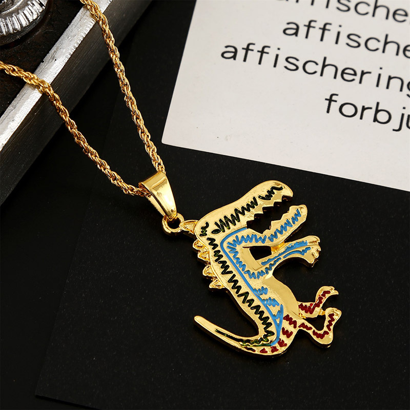 Dripping Alloy Dinosaur Hip-hop Necklace Korean Creative Cute Animal Jewelry Wholesale display picture 4