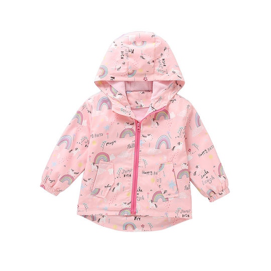 European and American Girls' Coat 2023 Spring New Small and Medium-sized Children's Warm Coat Children's Rush Coat Hooded Fleece Top