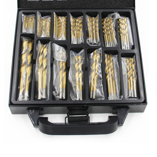 99pc twist drill iron box 99-piece set of high-speed steel titanium-plated twist drill hole opener steel plate hole drill bit