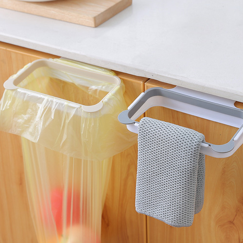 Cross-border direct selling multifunctional kitchen plastic garbage bag storage rack cabinet door back hanging rag garbage rack