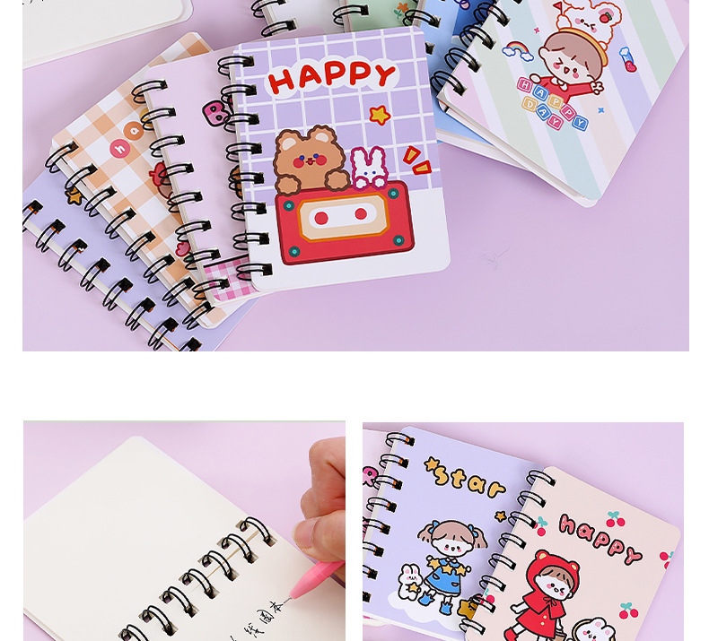 Cute Cartoon Portable Loose-leaf Small Size A7 Blank Paper Notebook display picture 1