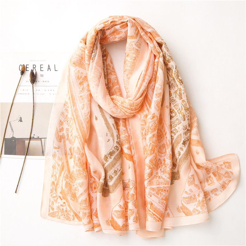 Printed Silk Linen Scarf display picture 9