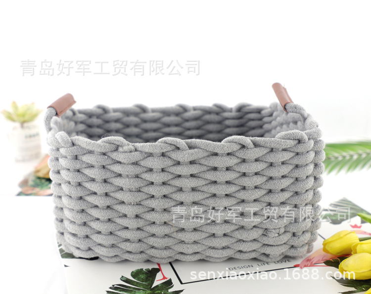 New Nordic Woven Basket Bold Cotton String Storage Box Storage Basket Storage Basket Laundry Basket Desktop Snack Basket display picture 10