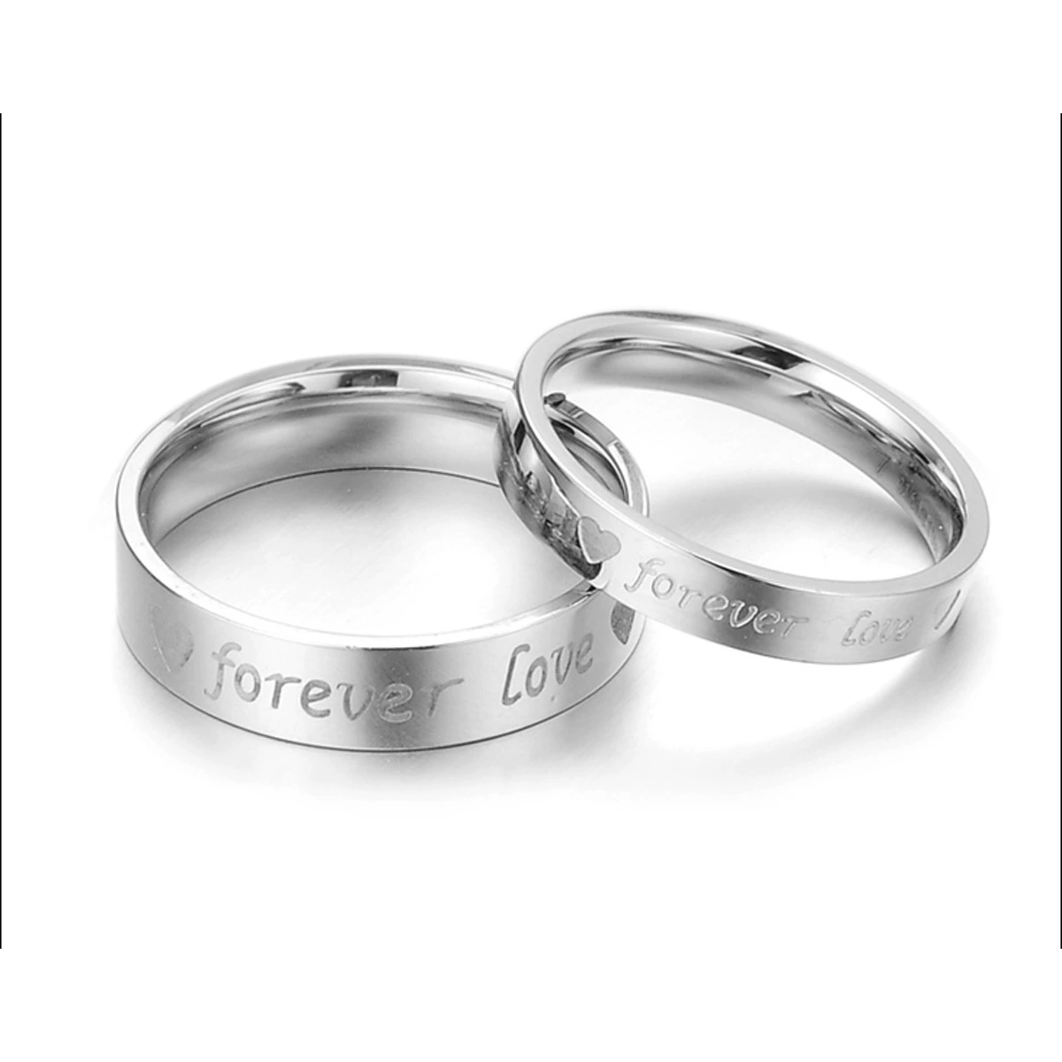 Специальная Внешняя торговля Белый K Нержавеющей Стали Выгравированы персик сердце надписи кольцо пара кольцо простой кольц-1