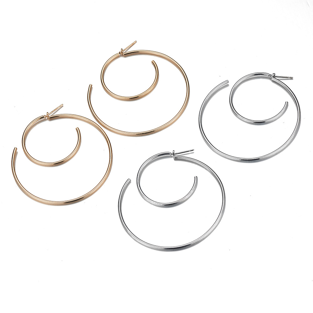 New Simple Metal Geometric Circle Spiral Big Earrings Wholesale display picture 2