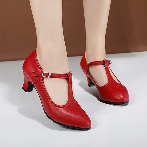 Middle-aged and old square dancing shoes female thick with rubber soft bottom companionship dance shoes fashionable shoes high with Latin dancing shoes