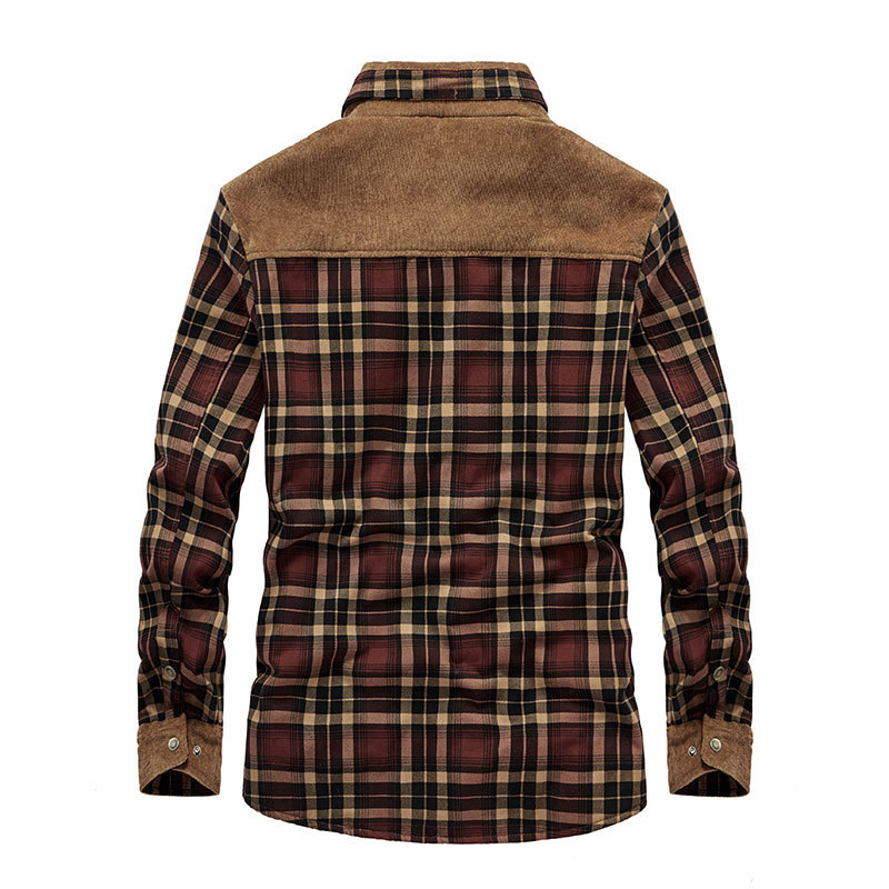 Neue Herbst-Winter-Hemden für Herren mit plüschigem, langärmeligem Plaid, verdickter und warmer Lamm-Kaschmir-Strickjacke, Herrenhemd_voghion.com