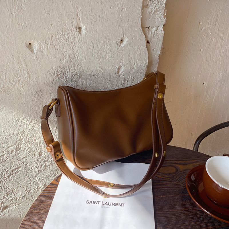 Bolso de Hombro Tipo Baguette Suave, Otoño-Invierno 2025, Nuevo, Casual, Versátil, Moderno, Bolso Cruzado para Mujer