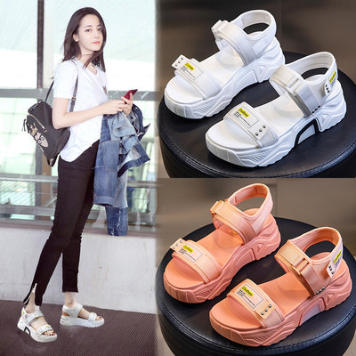 夏季新款2020凉鞋女韩时尚外穿鱼嘴百搭透气女鞋平底休闲鞋子女潮