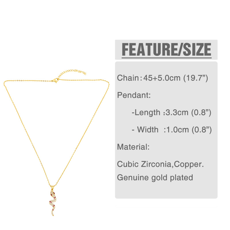 Hot Selling Jewelry Creative Fashion Snake-shaped Pendant Necklace Personality Snake Diamond Necklace display picture 2