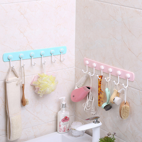 Factory direct sales household single row door rear hook simple multi-functional 360° rotating kitchen and bathroom 6 hooks