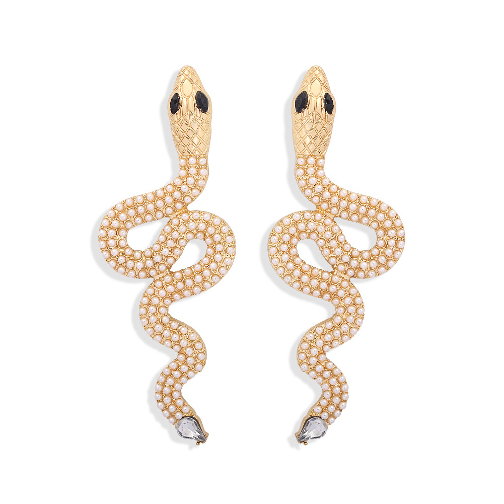 Exaggerated Snake-shaped Diamond Retro Punk Snake Earrings display picture 8