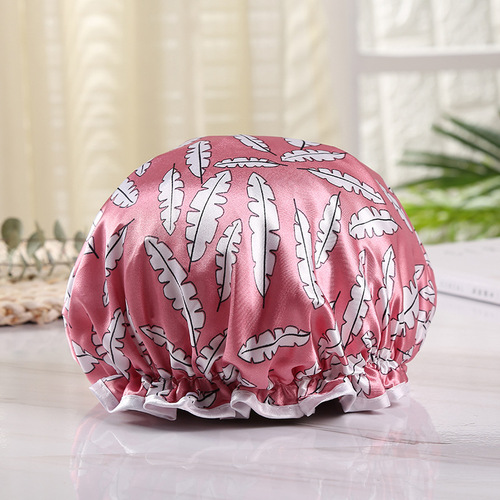Adult double-layer waterproof shower cap kitchen makeup hood for shampooing and bathing thickened and printable LOGO manufacturer can be set