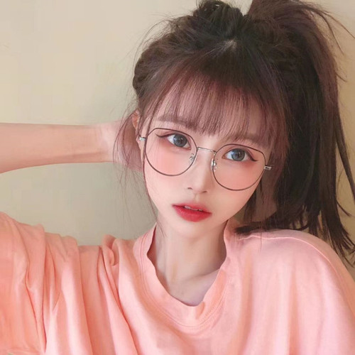 Pinduoduo Irregular Anti-Blue Light Radiation Flat Glasses Frame Can Be Matched With Finished Myopia Glasses For Women With Degree 