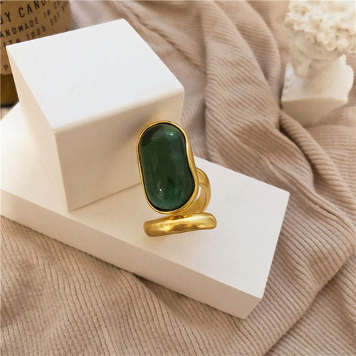 925 sterling silver French retro distressed niche designer emerald light luxury antique ring ins trendy women