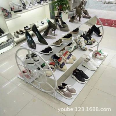 鞋店鞋架展示架店鋪落地中島貨架多層包包流水台梯形服裝店陳列架