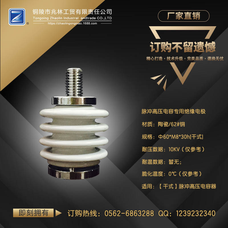 电容器配件Φ40特种电极绝缘端子定制耐高压陶瓷电极