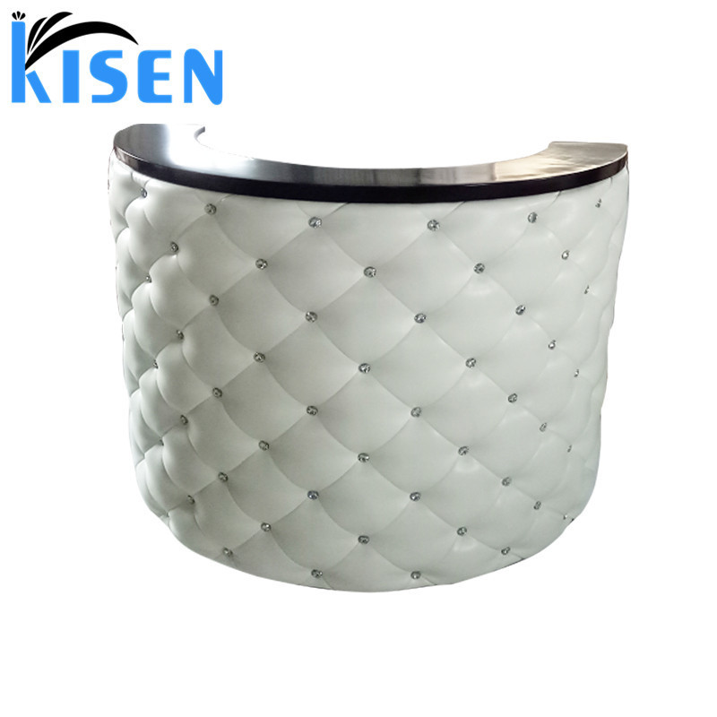 Shops Retail Convenience Store Reception Desk Furniture Size Design Cashier Semicircle High-grade Leather-set Diamond Reception Desk