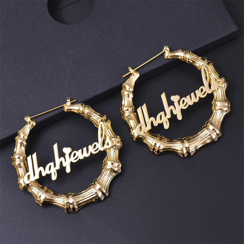 1 Pair Fashion Letter Stainless Steel Plating Hoop Earrings display picture 1