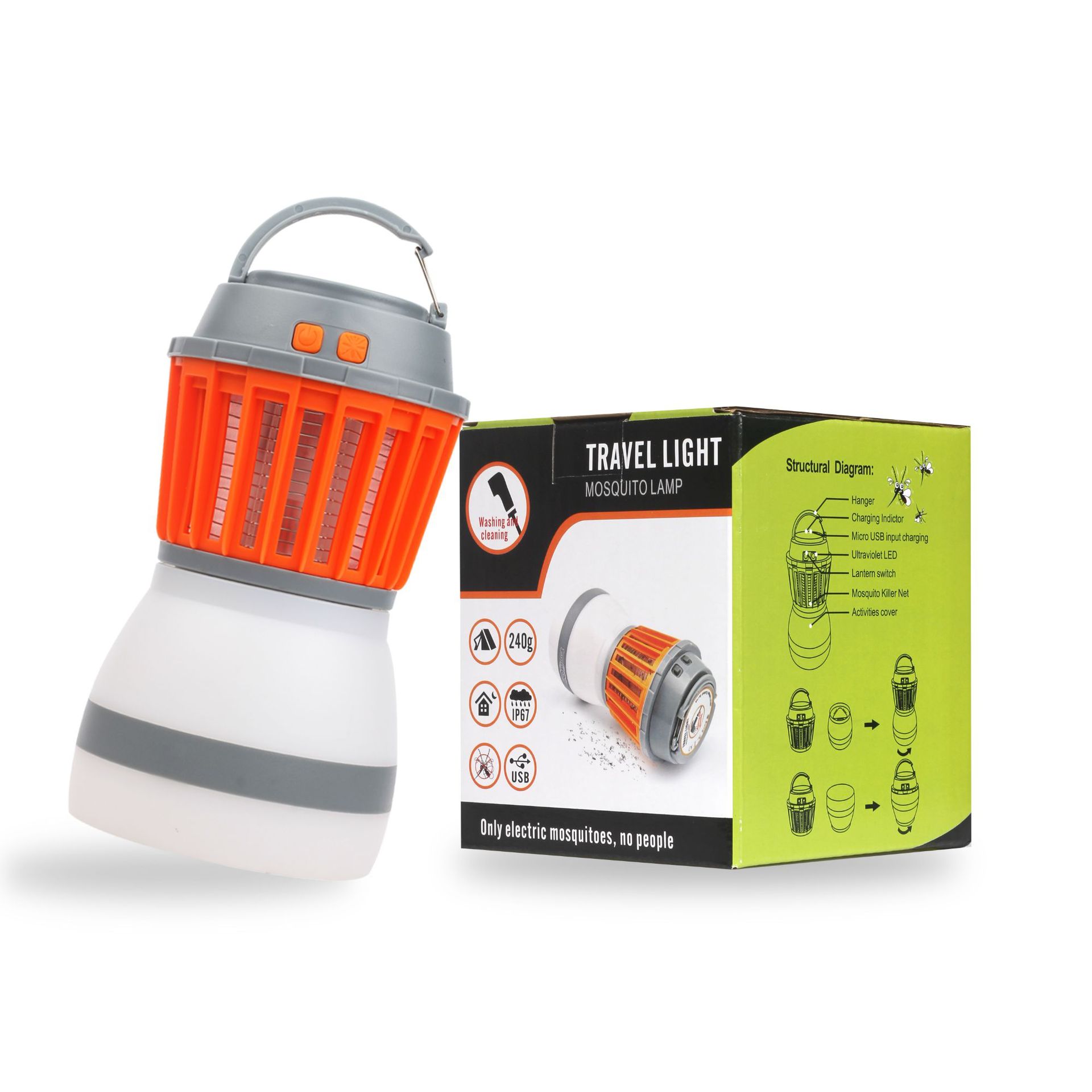 亚马逊旅行灭蚊灯户外太阳能USB充电360度捕蚊器led卡挂扣灭蚊器