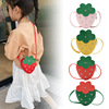 Shiny strawberry, fashionable shoulder bag, wallet for early age for princess, cute small bag, Korean style