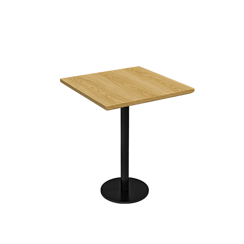 Mesa cuadrada de madera maciza de múltiples capas + pies de placa de acero