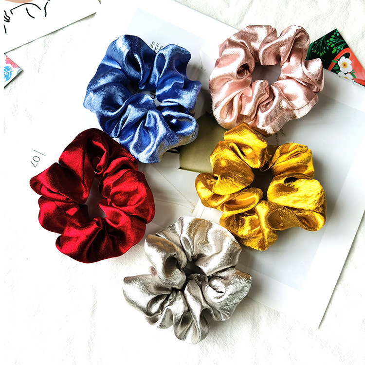 New Fashion Satin Retro Solid Color Cheap Scrunchies Wholesale display picture 3