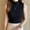 Retro half high collar slim knit women’s sleeveless versatile vest top