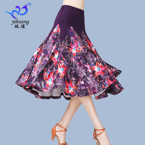 Floral Ballroom dance skirts for women print dance skirt big swing skirt square dance skirts social dance practice skirt