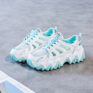 2020春款透气炫彩老爹鞋女ins潮学生百搭轻便跑步厚底网面休闲鞋