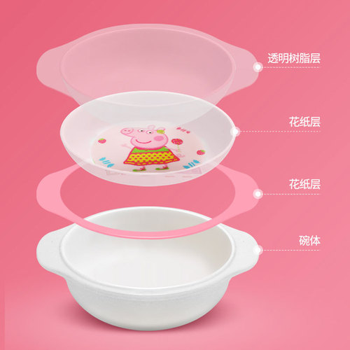 Genuine Peppa Pig melamine children's tableware cute baby grid plate cartoon food bowl anti-fall cup