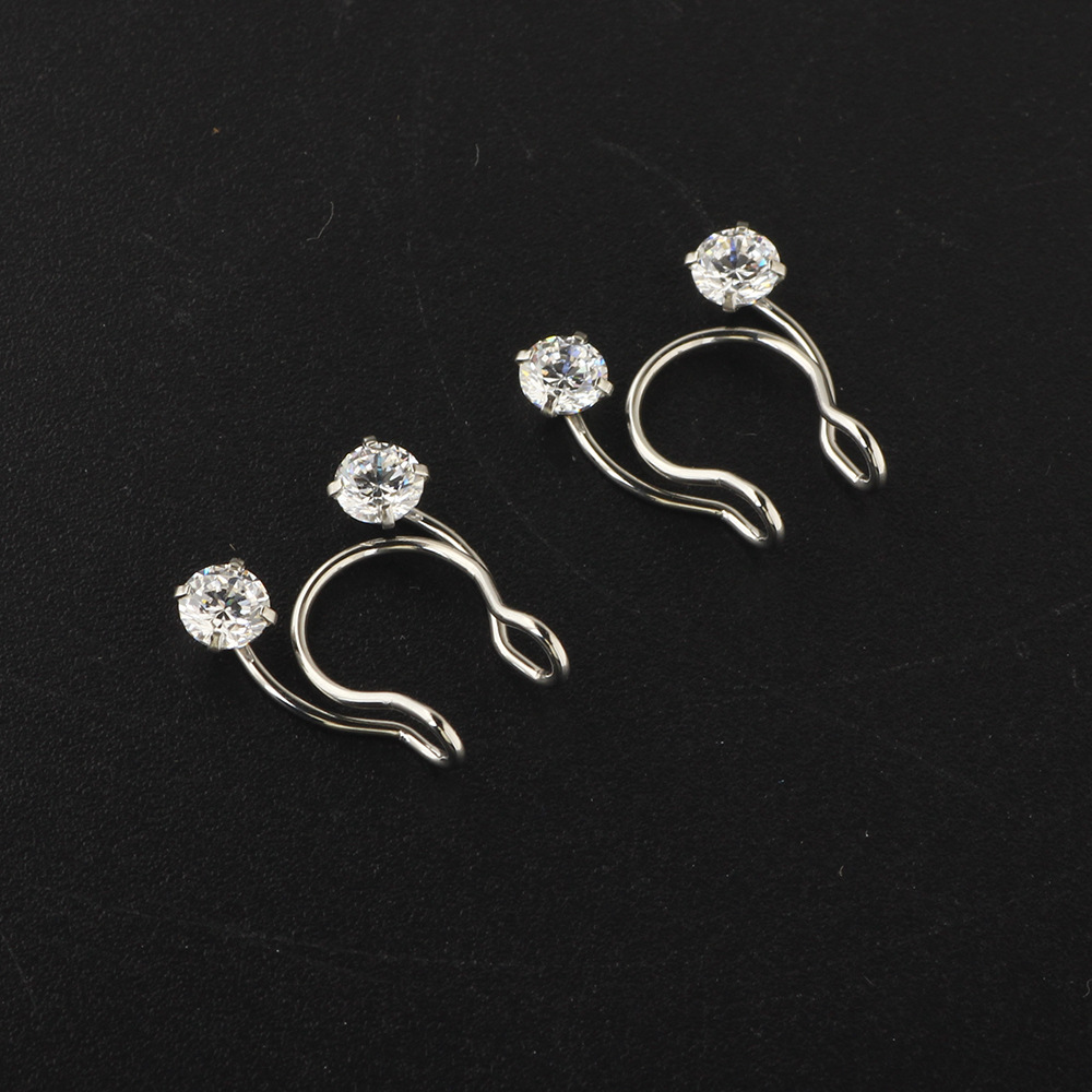 Stainless Steel Fake Nose Ring Zircon Nose Piercing Jewelry Body Nose Clip detail image 13