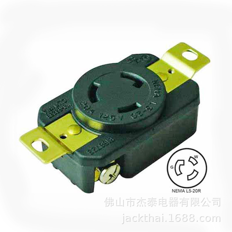 烧烤炉电源插座 美国电气标准插座NEMA L5-20 Locking Receptacle