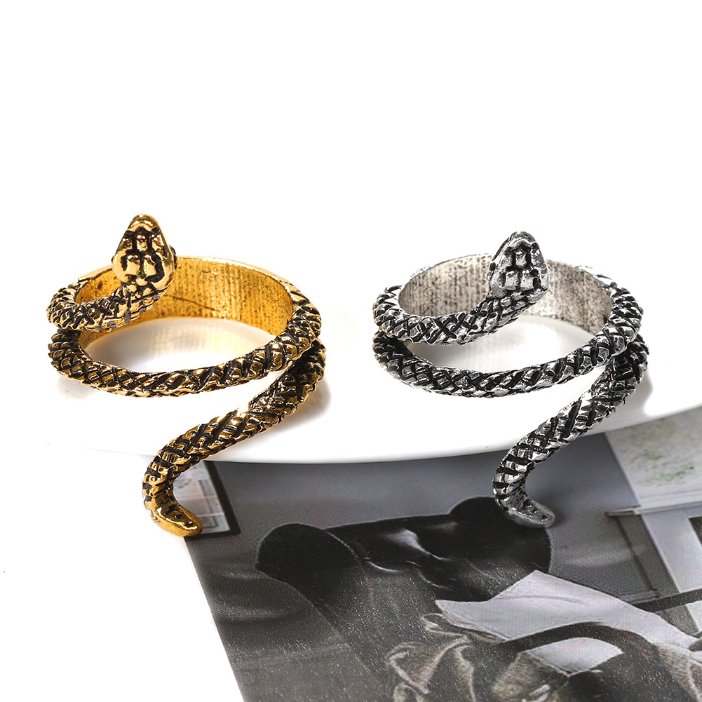 Fashion Irregular Dark Alloy Snake Ring With Jewelry Women display picture 6