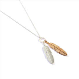 欧美新品项链金银羽毛造型锁骨链时尚潮流饰品跨境配饰毛衣链