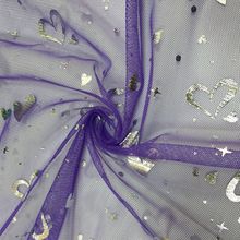 童装服装面料 爱心图案 网布两套色印金 厂家销售   底布可选